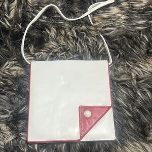 Chic White and Red Crossbody Bag with Minimalist Design
